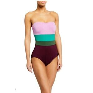Kate Spade Colorblock One-Piece Swimsuit Raisin Small NWOT